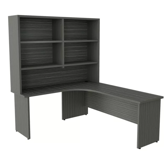 L shaped Desk with Hutch Storage Shelves Workstation Computer Desk for Office