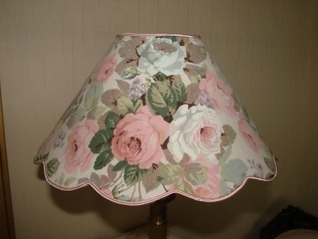Grand Abat-Jour Tissu Toile De Jouy Rouge 41cm - Fait Main