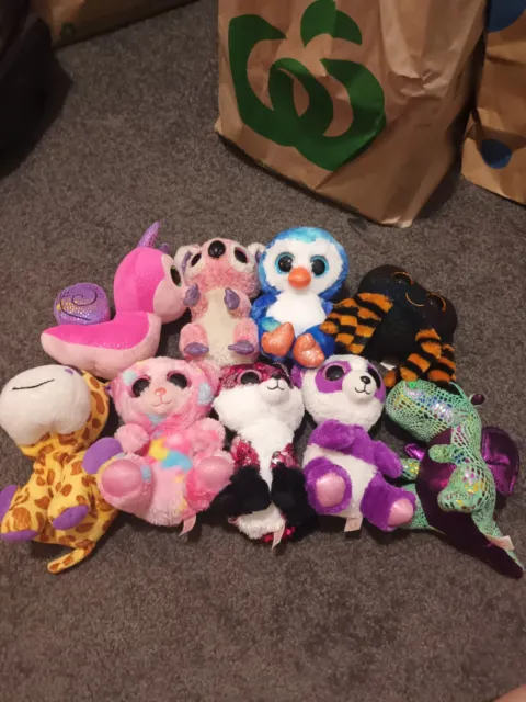 Ty Beanie Boos Plush Toys Bundle Cinder Scooter Boom Boom Jewel Franky Kacey Cob