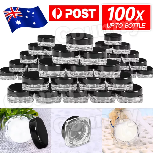 UP 200pc 3g Sample Bottle Cosmetic Makeup Jar Pot Face Cream Lip Balm Containers