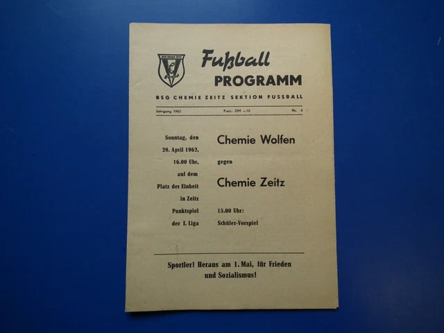 Programme Original De Foot RDA 1960 - SC Progress Weißenfels Vs BSG Chemie Zeitz