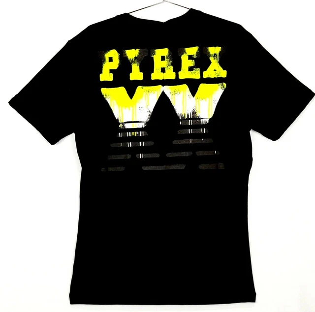 PYREX T SHIRT UOMO Nera Girocollo Manica corta Cotone Maxi Logo giallo fluo EUR 33 00 PicClick IT
