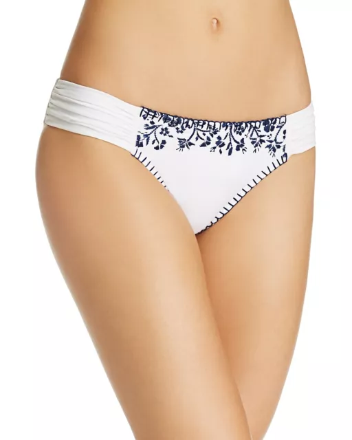 NEW Lucky Brand Stitch In Time Side Sash Bikini Swim Bottom White M Medium