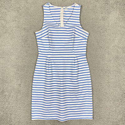 Old Navy Women's M Blue White Striped Sleeveless V-Neck Sheath Dress Above Knee