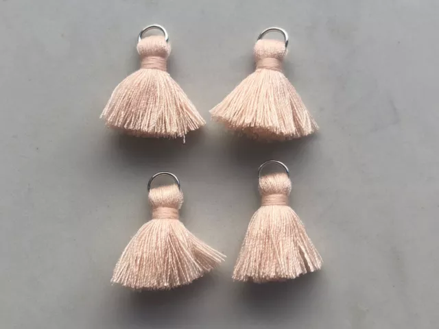 4 x Cotton Tassels 20mm 2cm Long LIGHT PEACH great for earrings & accessories