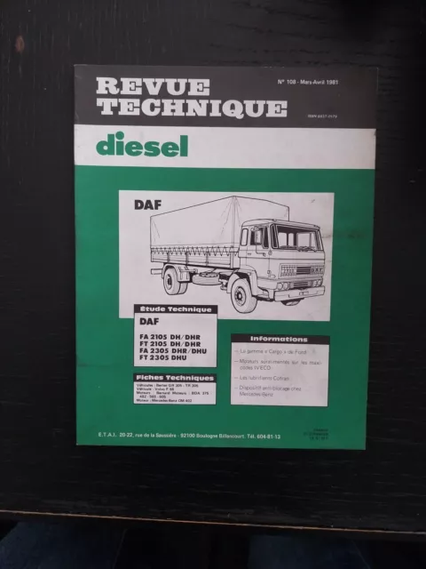 Revue Technique DAF FA FT 2105 2305 DH DHR DHU Rt Diesel