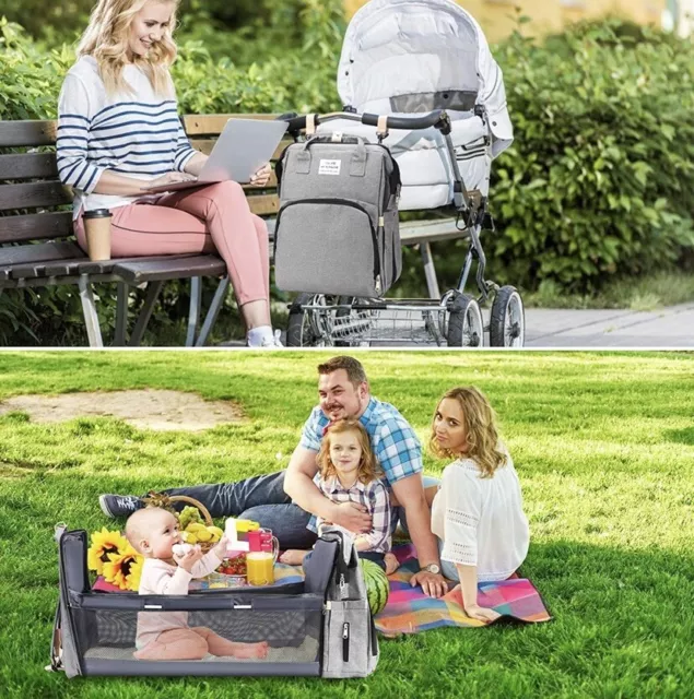 3 in 1 Travel Bassinet Diaper Backpack foldable Baby bed, Changing Station. 2