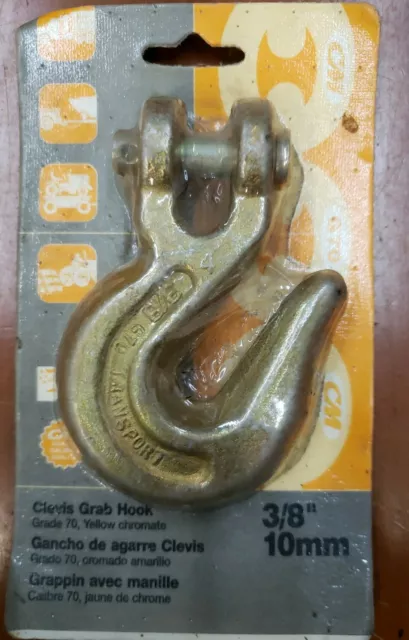 Stanley National Hardware 3253BC 3/8" Clevis Grab Hook in Yellow Chromate