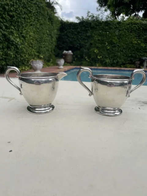Mid Century 1950’s Preisner “6” Sterling Silver Coffee Creamer and Sugar Bowl