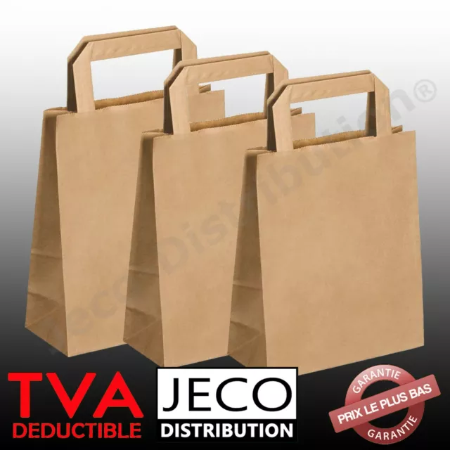 Lot Sacs papier kraft cabas brun à soufflet poignée plate 6 litres ou 24 litres