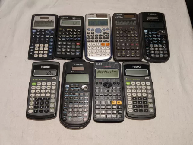 9 x Scientific Calculator Lot - TI30Xa, TI-36X Pro, Casio, Texas Instruments