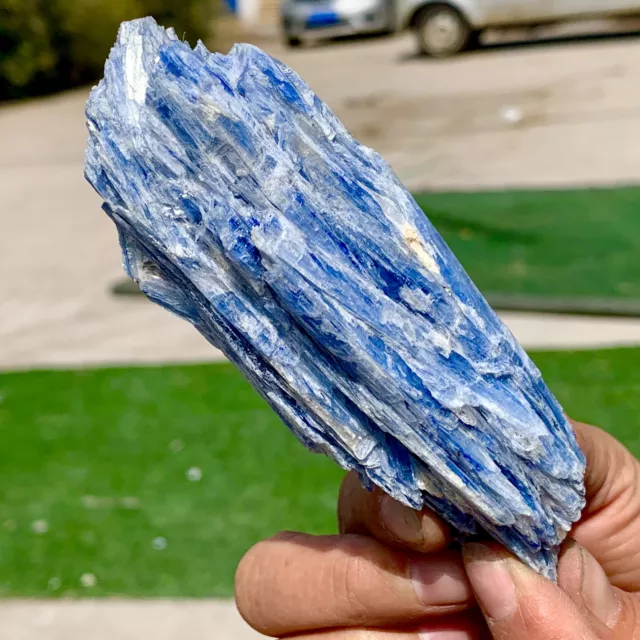 197G Rare!! Natural beautiful Blue KYANITE with Quartz Crystal Specimen Rough