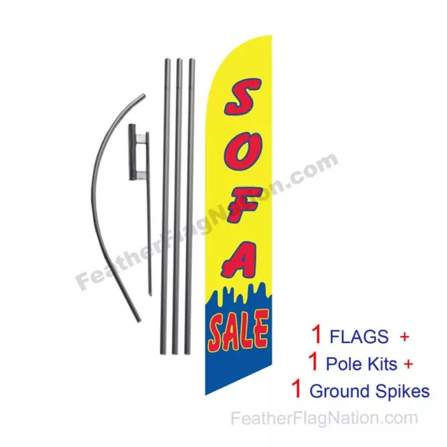 Yellow Sofa Sale 15' Feather Banner Swooper Flag Kit with pole+spike