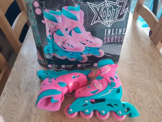 Xootz Inline Skates Roller Blades in Pink & Blue, Girls Kids Skates Size 9-12