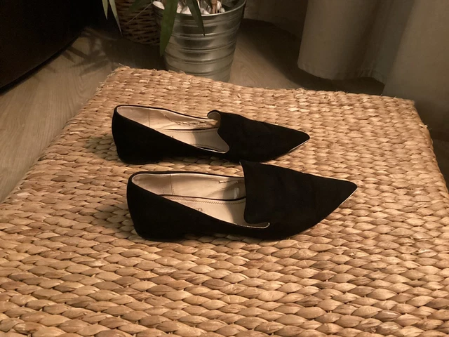 Ballerines Zara Noir à Motifs Jacquard Fleuris - Pointure 37, Petits Talons, Occasion