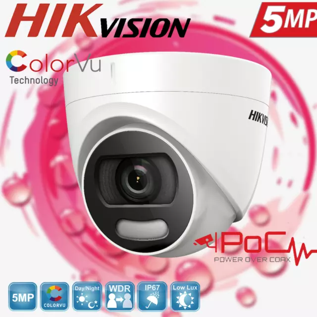 HIKVISION 5MP 3K ColorVu WDR Dome Security CCTV PoC Outdoor IP67 Camera Home UK