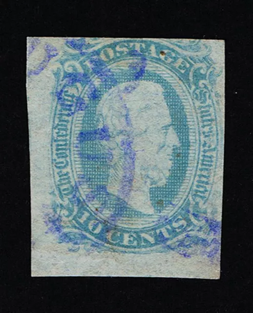 GENUINE CONFEDERATE CSA SCOTT #11a USED MILKY BLUE DIE-A VIOLET AUGUST GA CANCEL