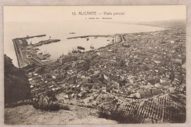 Postal Alicante vista parcial. 15. Alicante postcard partial view. S.XX.