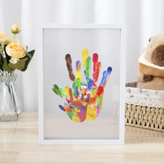 Clear Family Handprint Kit DIY Handmade Keepsake Wooden Frame with 6 Paints Pen☄