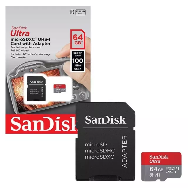 64GB SanDisk Mobile Ultra Micro SD SDXC Memory Card 100MB/s A1 SD Adapter 64GB