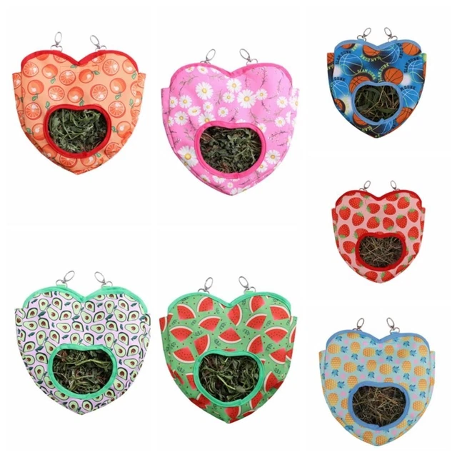Cute Heart-Shape Hay Bag Hanging Feeding Dispenser Container  Rabbit
