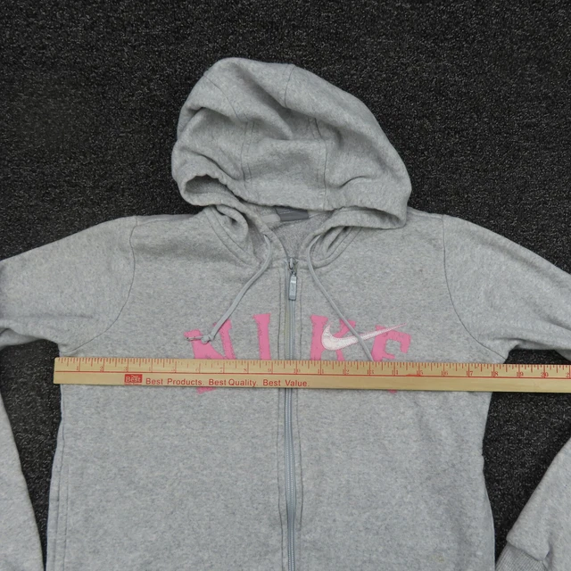 Giacca Nike Ragazze Grigio Medio Centro Logo Zip Intera Con Cappuccio Maniche Lunghe Giovani 3
