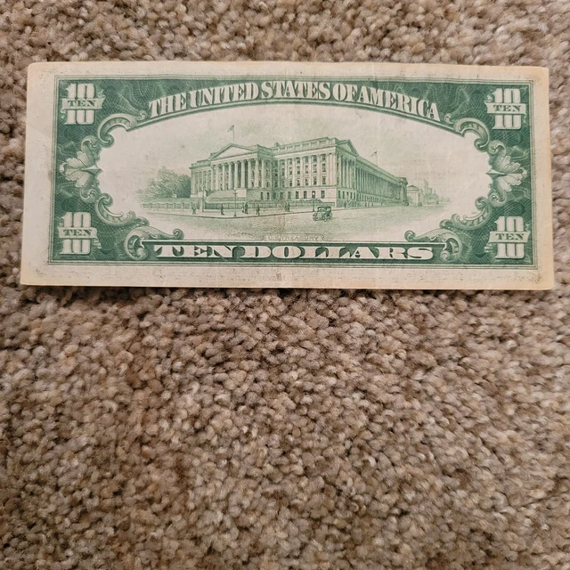 💎1934 $10 Ten Dollars Silver Certificate Blue Au Condition 2