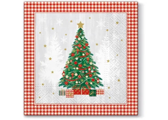 20 Servilletas Con Árbol de Navidad Rojo 33x33 Paw Servilletas Navidad