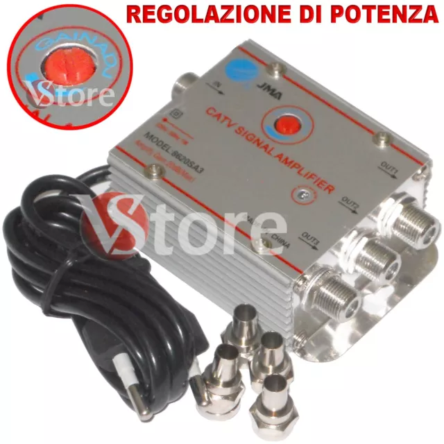 Amplificatore Sdoppiatore 3 Uscite Per Segnale Antenna TV Digitale Terrestre VHF