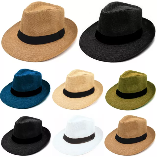 Panama Big Brim Fedora Summer Flat Brim Straw Paper Hat Cap Beach Sun Men Women