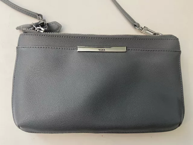 TUMI Grey leather crossbody bag NEW
