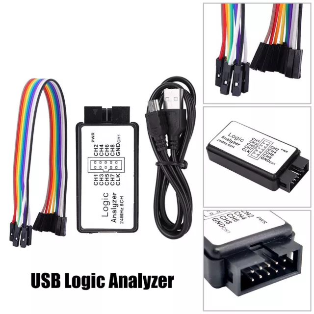 24MHz 8 Channel USB Logic Analyzer Saleae 8 CH Logic Analyzer for MCU ARM FPGA