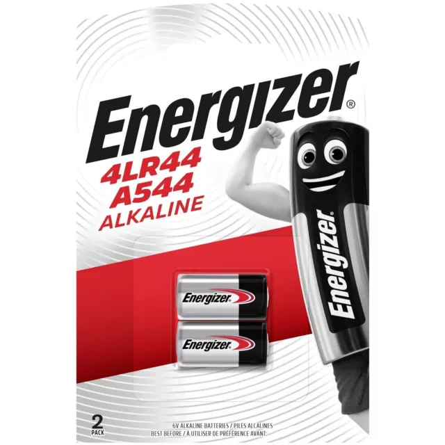 2 x Energizer 4LR44 6V Alkaline Batteries A544 PX28A AG13 476A 28A L1325 Battery