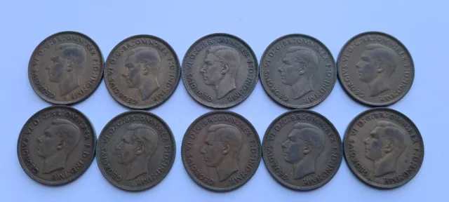 George VI One Penny Coins Date Run 1937 - 1948 *COMBINE P+P*