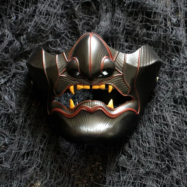 Japanese Hannya Half Face Mask Demon Oni Samurai Noh Kabuki Prajna Devil Mask