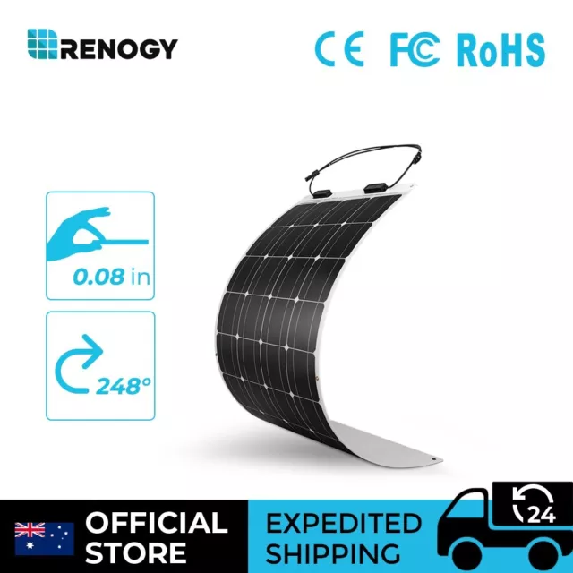 Renogy 100W Watt 12V 248° Flexible Solar Panel Monocrystalline Caravan RV Marine