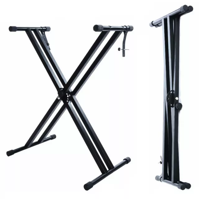 Portable Heavy Duty X Frame Folding Adjustable Keyboard Stand Piano With Straps