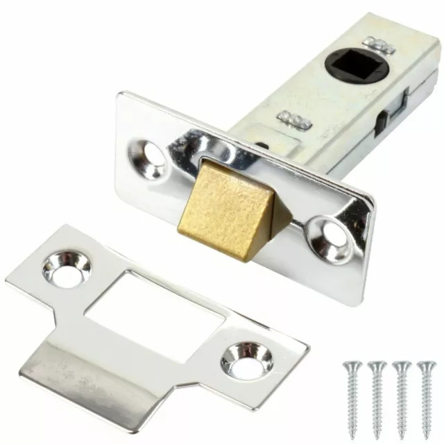 TUBULAR MORTICE DOOR LATCH 64mm Or 75mm BRASS Or CHROME Nickel Lock Turn Handle