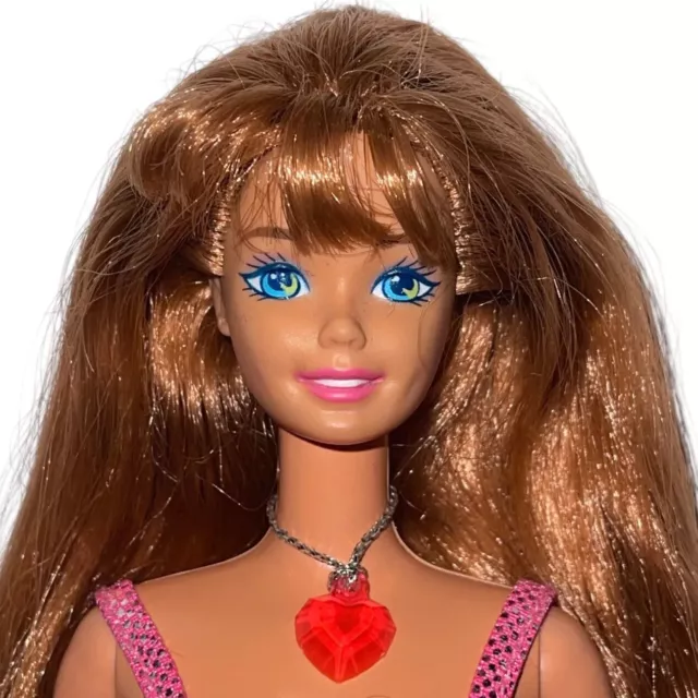 Sweetheart Barbie Doll Red Hair 1997 90s Pink Dress Heart Necklace