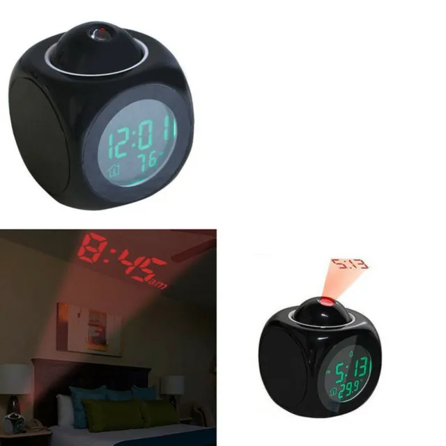 Réveil à projection numérique avec projecteur à LED parlant à affichage LCD
