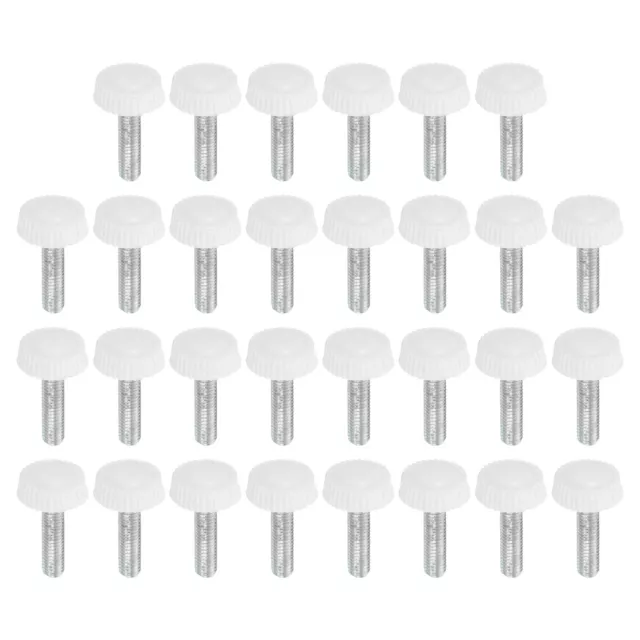 30pcs M5x20mm Knurled Thumb Screw Clamping Screw Knobs Grip Bolt Fasteners White