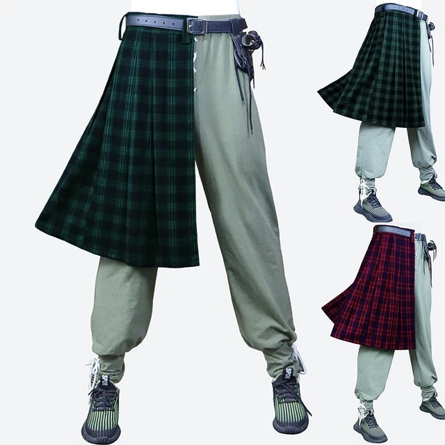 Vase Jupes Vacances Robe Médiéval Robe Plissé Écossais Kilts Solide Couleur