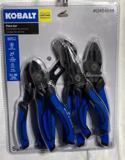 Kobalt Pliers Set. Assorted #0464614 Chrome / Blue    5 pack.