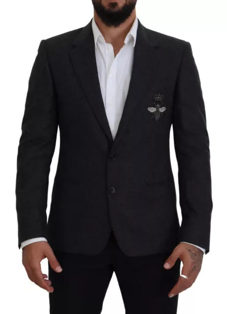 Dolce & Gabbana Blazer Gris Lana Corona Abeja Formal IT50 / US40/L 2440usd