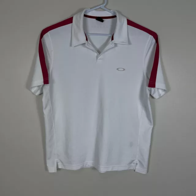 Oakley White Lightweight Collared Casual Golf Polo Shirt Men's Large L