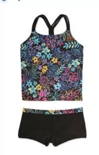 Girls Size XL (14-16) Swimsuit Tankini  Shorts 2 PC Swim  Wonder Nation NWT