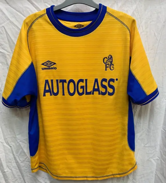Chelsea FC 2000 2001 Auswärtskit Fußball Shirt - Umbro Autoglas - Jugend