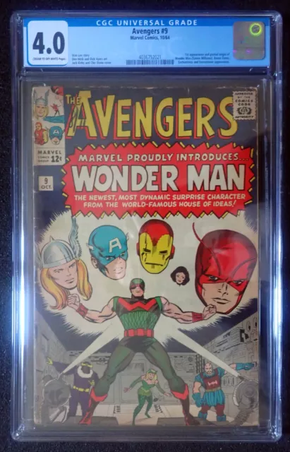 Avengers #9  CGC 4.0 OW/WH  1st Wonder Man Thor Iron Captain America 1964