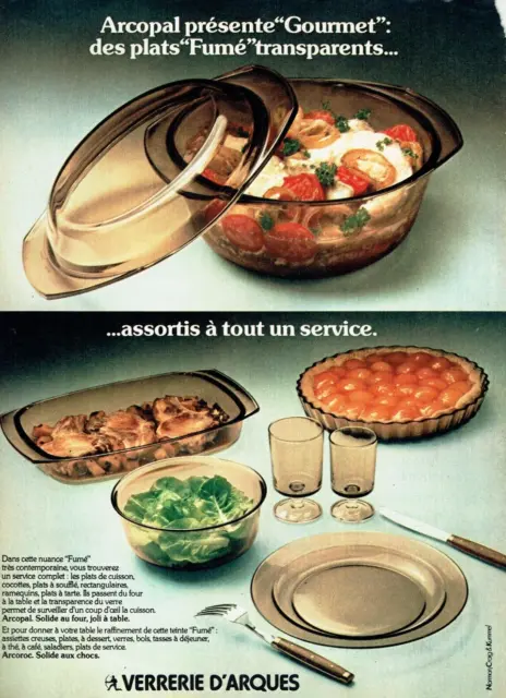 publicité Advertising  1022  1977   Verrerie d'Arques   plats fumés transparents