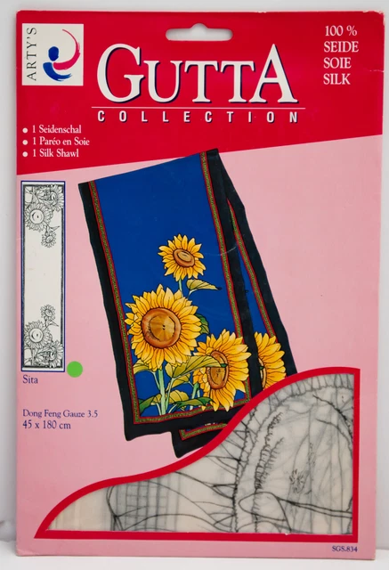 Bufanda de seda, ARTY'S Gutta Collection, "Sita" 45x180 cm, gasa 3,5